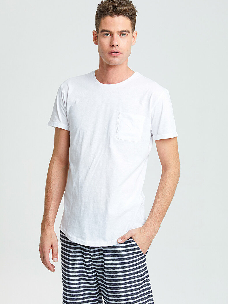 Crew Neck Short Sleeve Weiss T-shirt