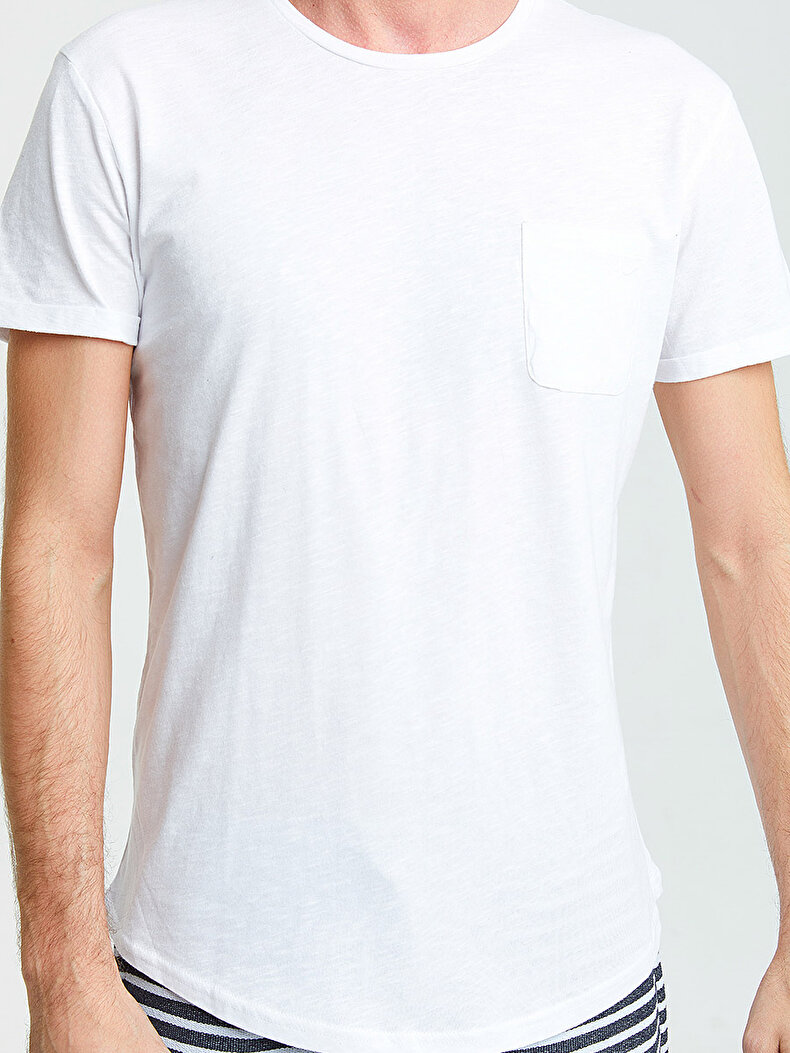 Crew Neck Short Sleeve Weiss T-shirt