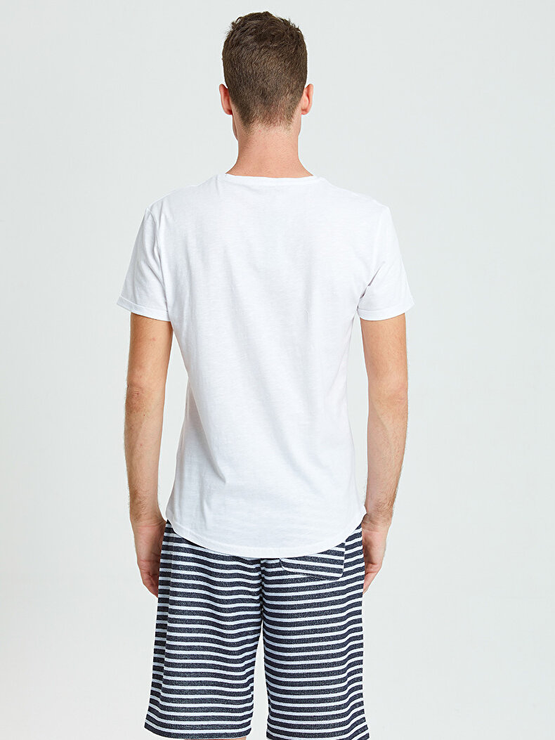 Crew Neck Short Sleeve Weiss T-shirt
