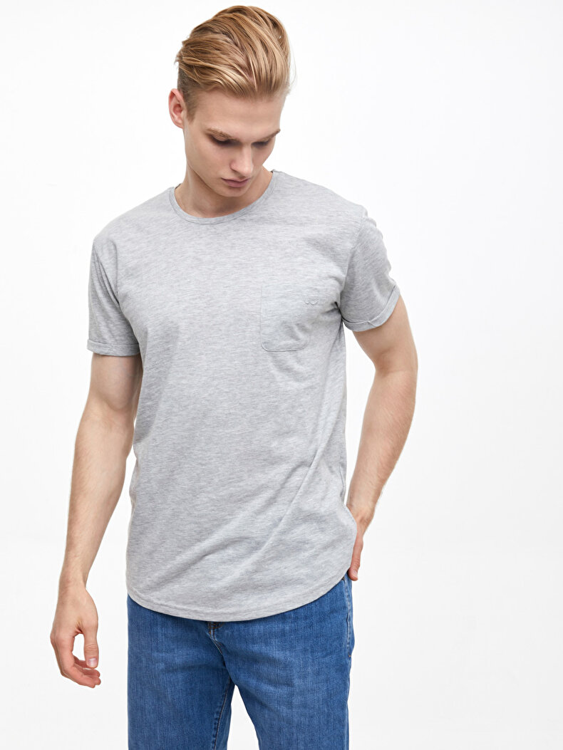 Crew Neck Short Sleeve Grau T-shirt