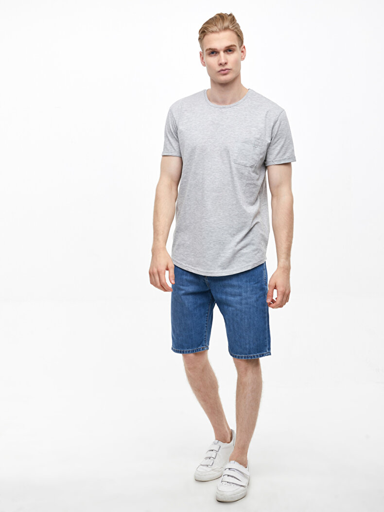 Crew Neck Short Sleeve Grau T-shirt