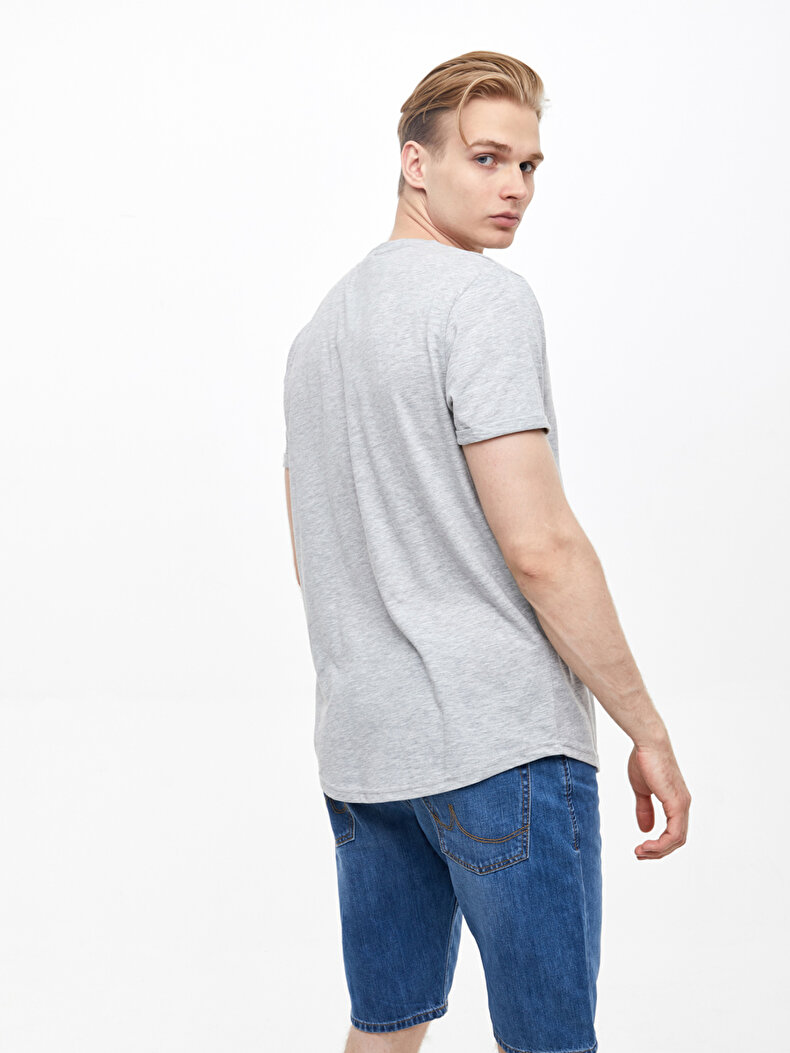 Crew Neck Short Sleeve Grau T-shirt
