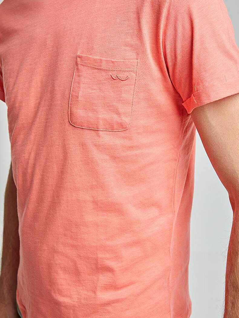 Crew Neck Short Sleeve Orange T-shirt