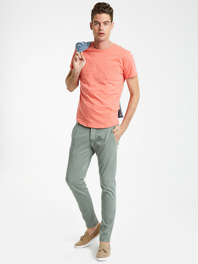 Crew Neck Short Sleeve Orange T-shirt
