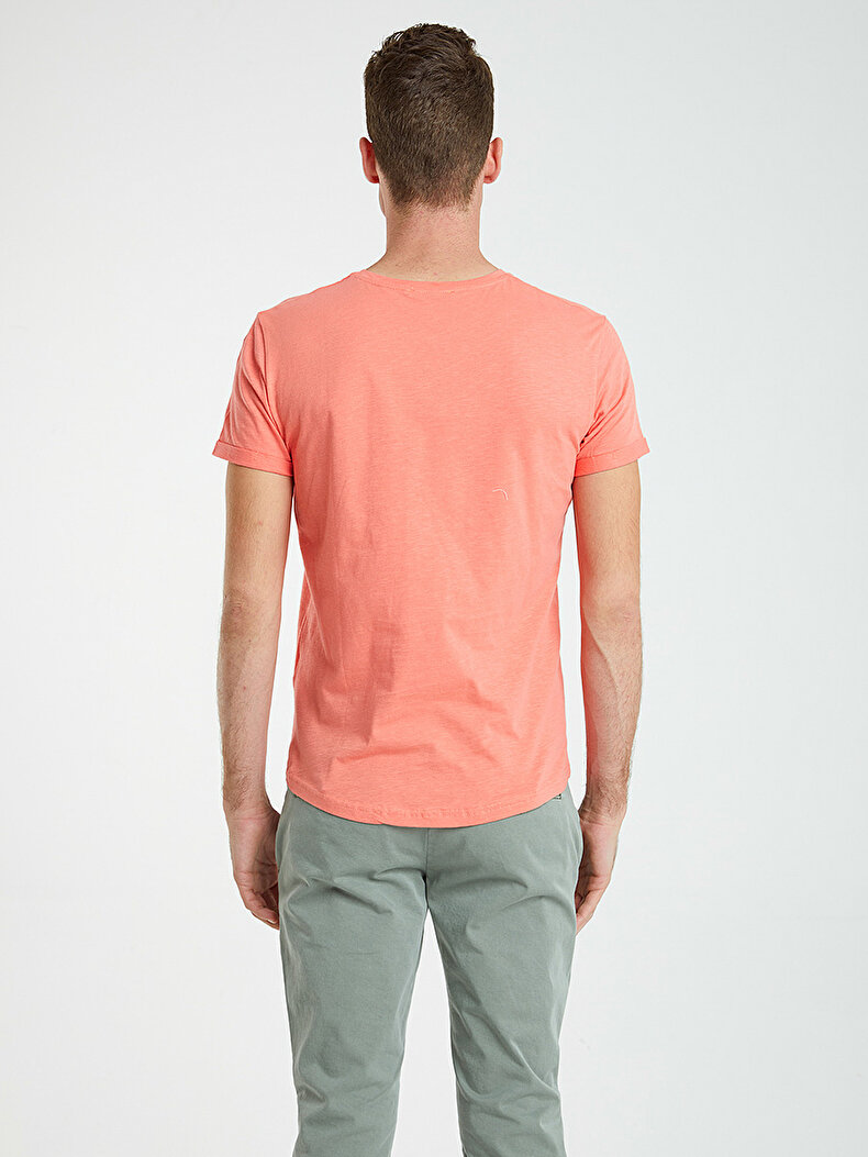 Crew Neck Short Sleeve Orange T-shirt
