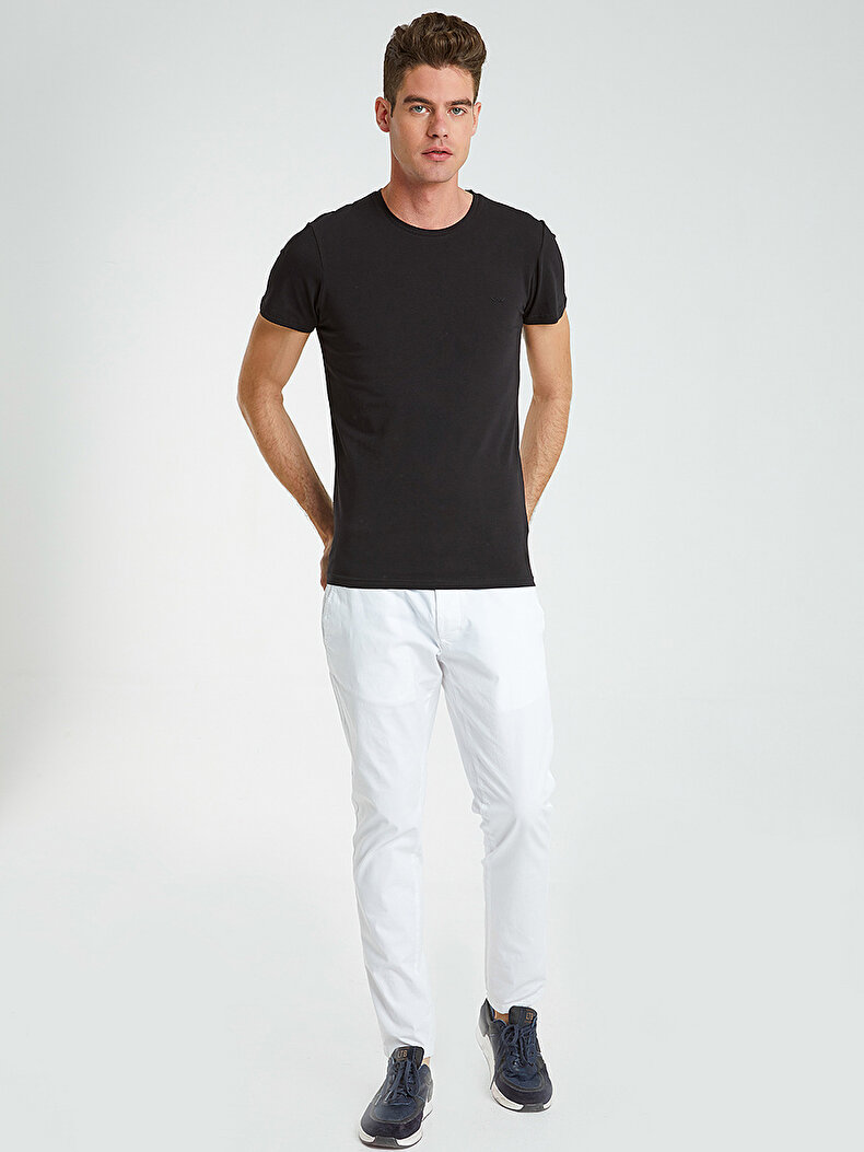 Crew Neck Basic Short Arm Slim Black T-shirt