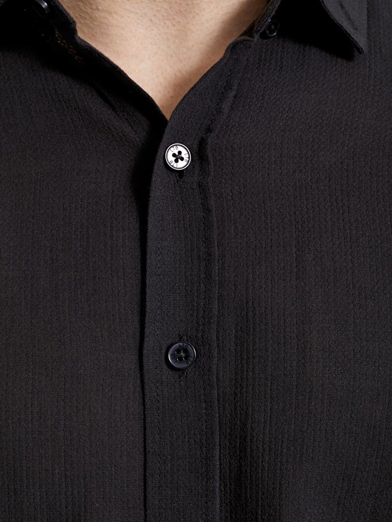 Classic Collar Long Sleeve Black Shirt