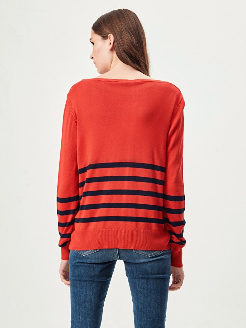 Striped Print V-neck