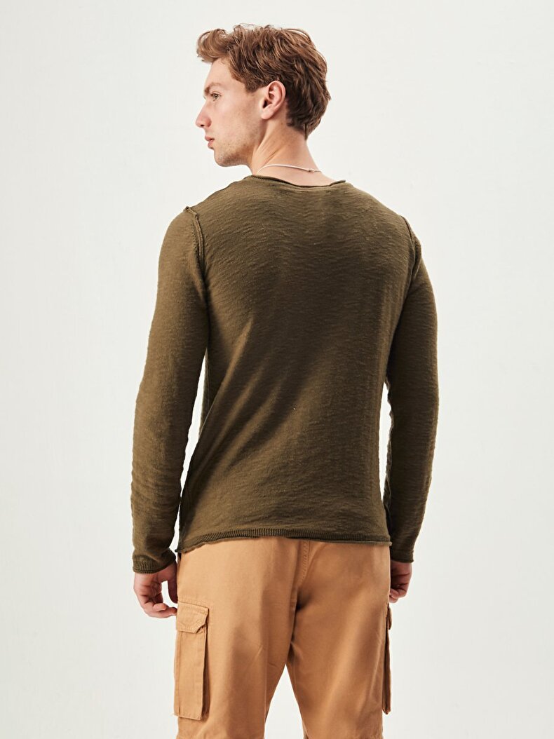 With Pockets Long Sleeve Grün Pullover