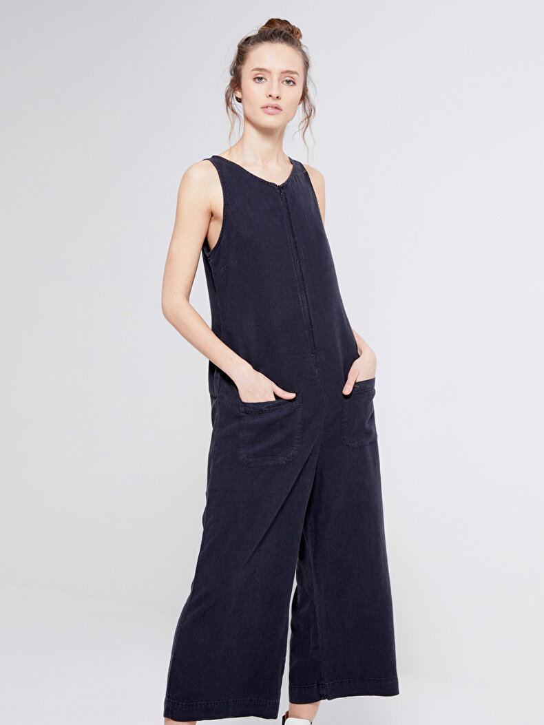 Sleeveless With Pockets Schwarz Overall