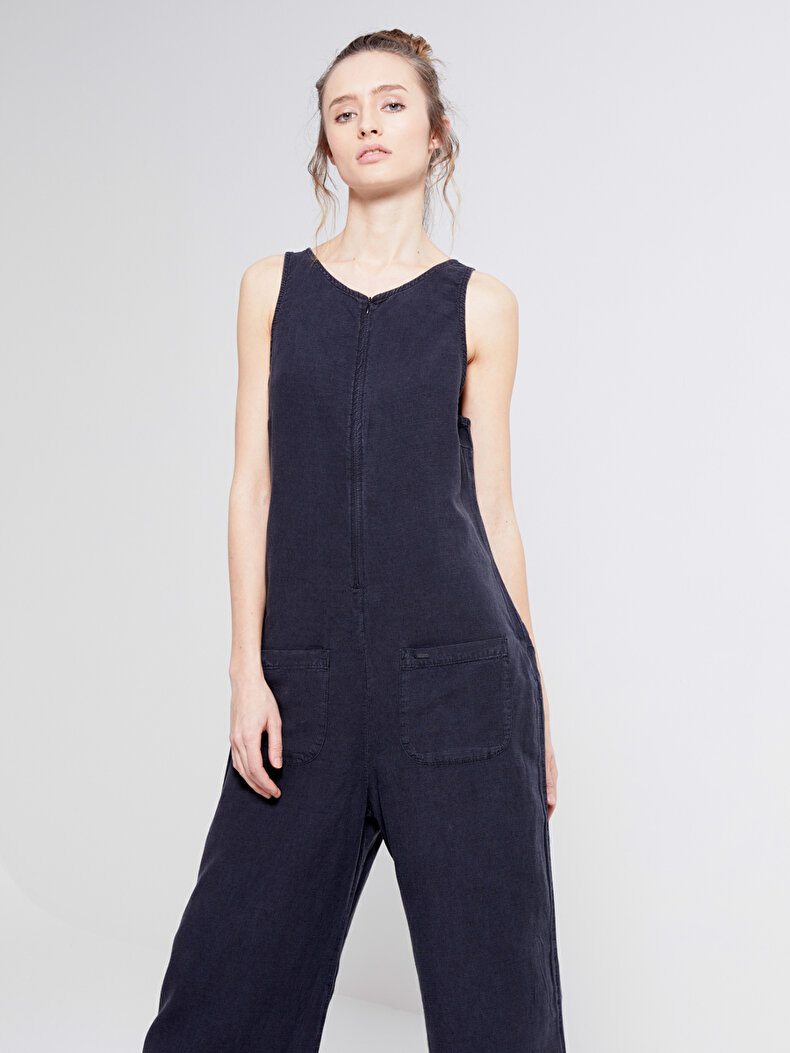 Sleeveless With Pockets Schwarz Overall