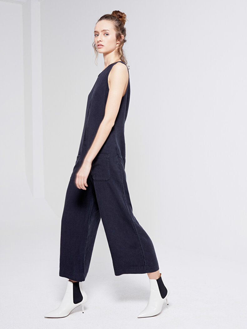 Sleeveless With Pockets Schwarz Overall