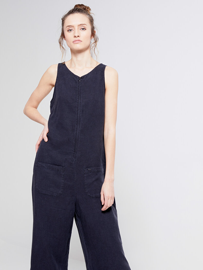 Sleeveless With Pockets Schwarz Overall