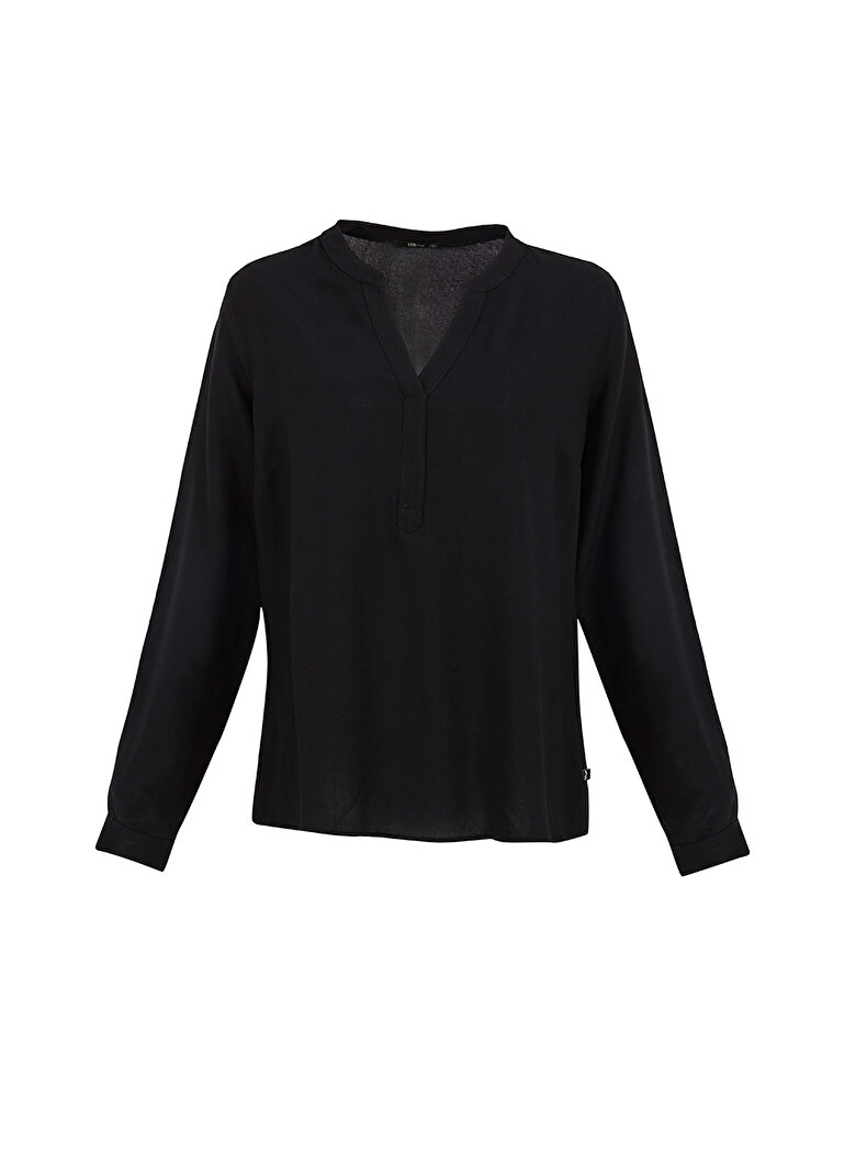 V-neck Schwarz Bluse