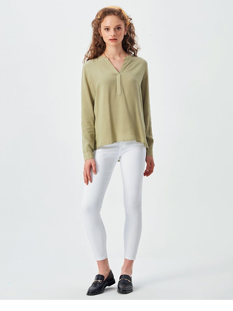 V-neck Grün Bluse