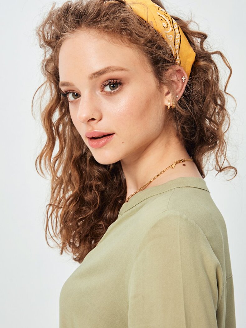 V-neck Grün Bluse