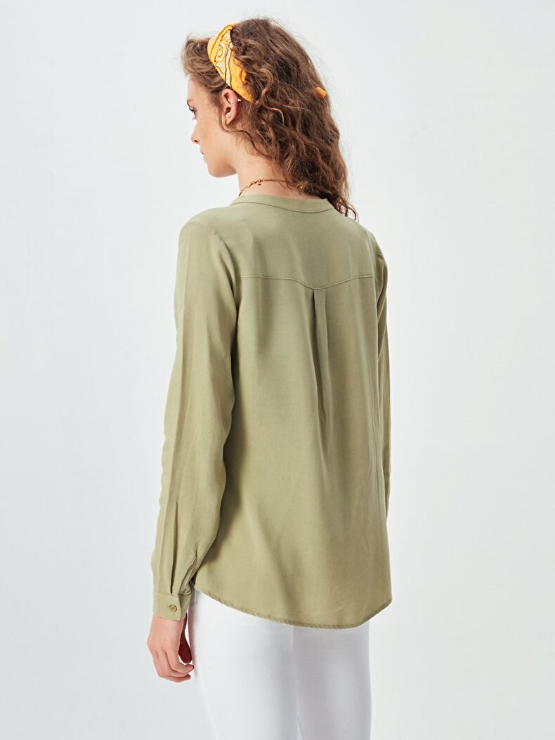 V-neck Grün Bluse