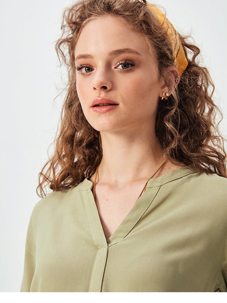 V-neck Grün Bluse