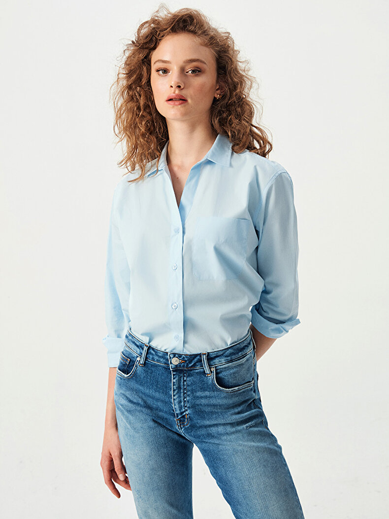Classic Collar With Pockets Blue Hemd