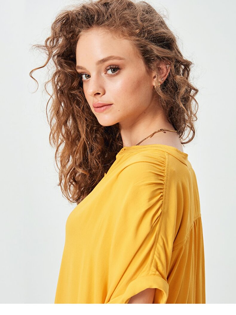 Short Sleeve Geel Overhemd