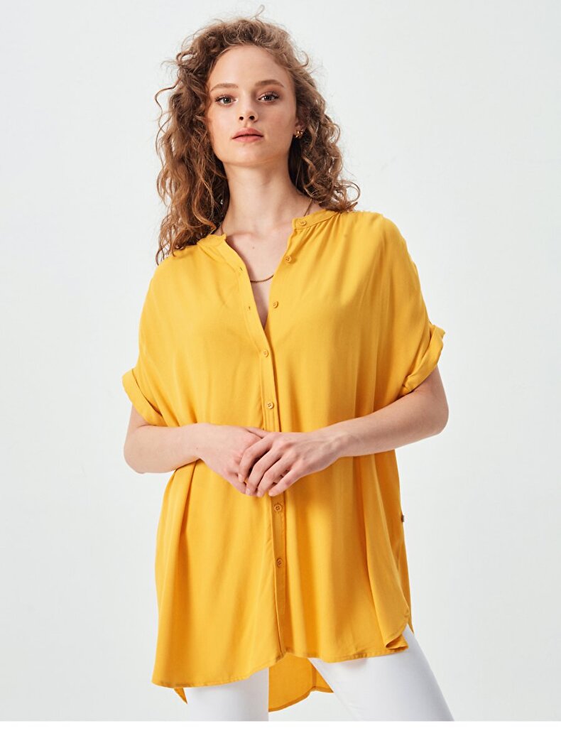 Short Sleeve Geel Overhemd