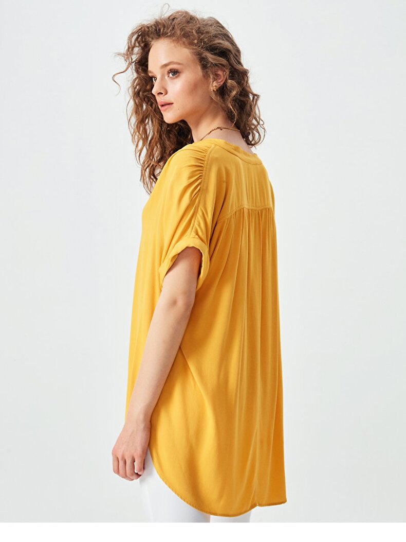 Short Sleeve Geel Overhemd