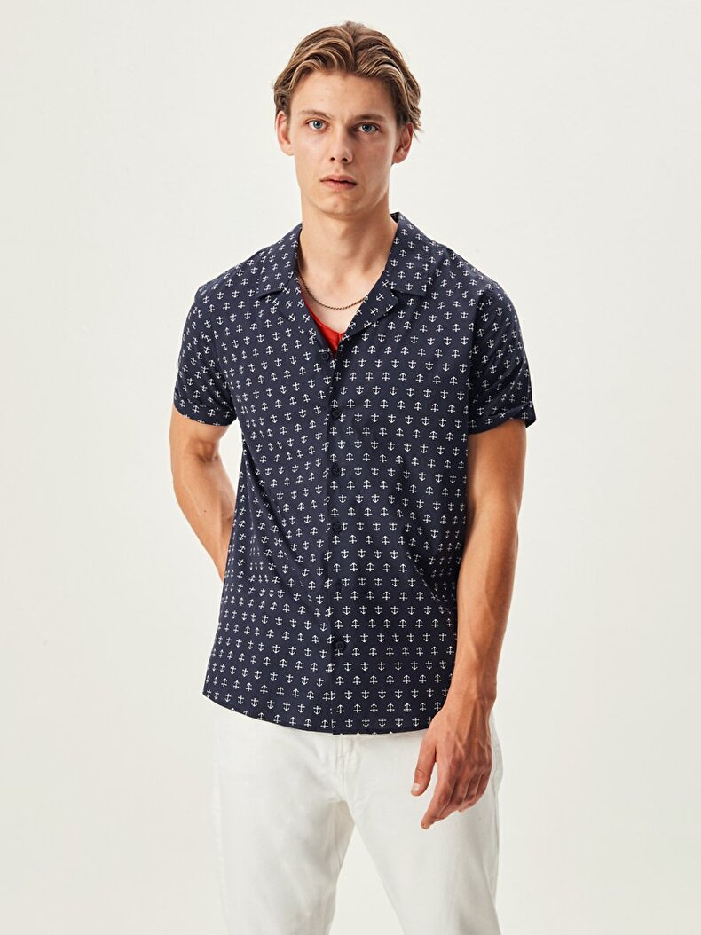 Pattern Short Sleeve Overhemd