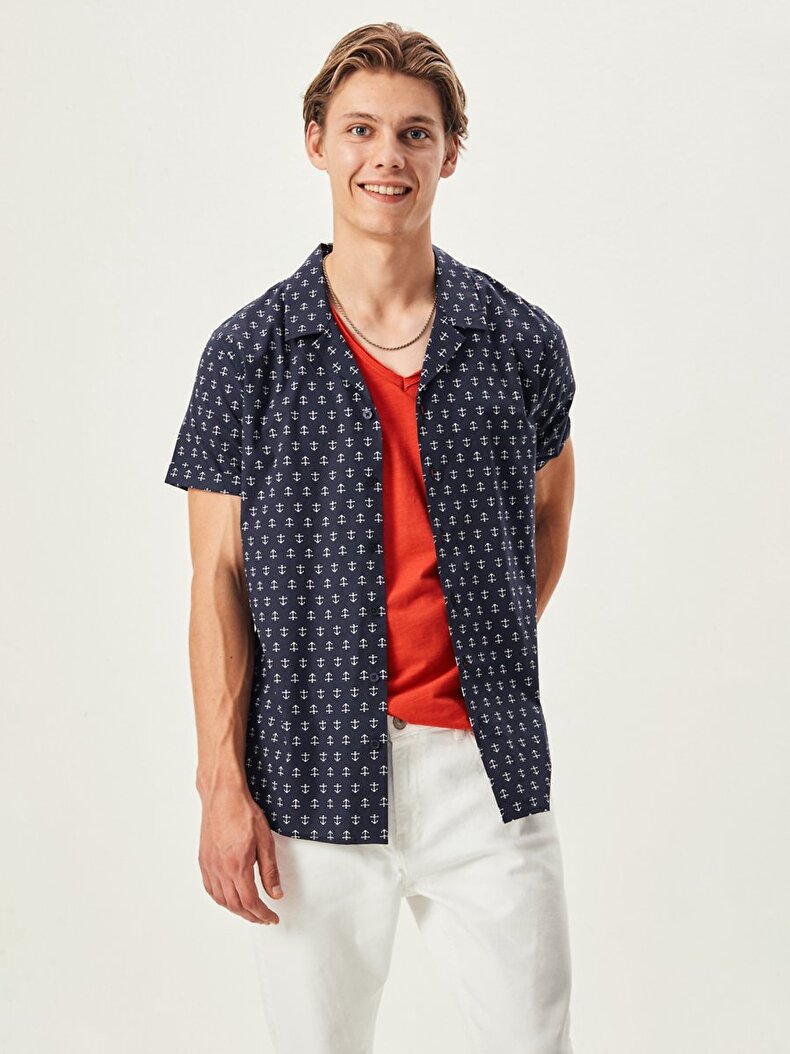 Pattern Short Sleeve Overhemd