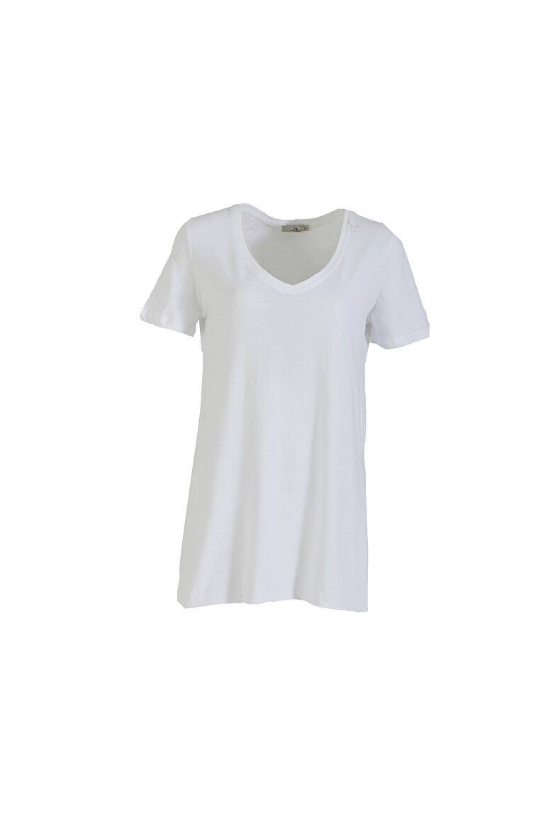 Short Sleeve V-neck Weiss T-shirt