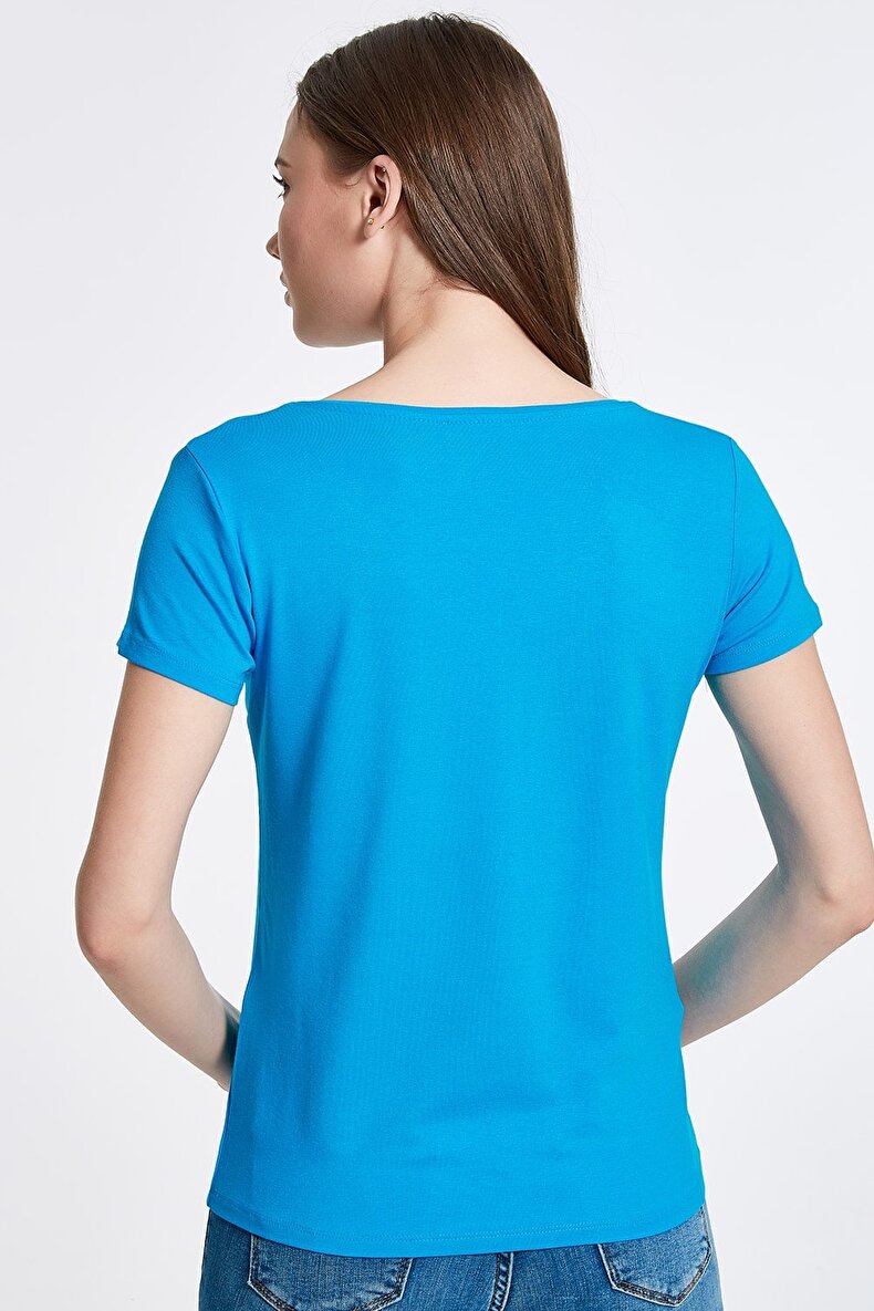 V-neck Ltb Logo Blauw T-shi̇rt