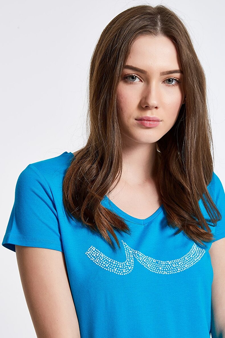 V-neck Ltb Logo Blauw T-shi̇rt