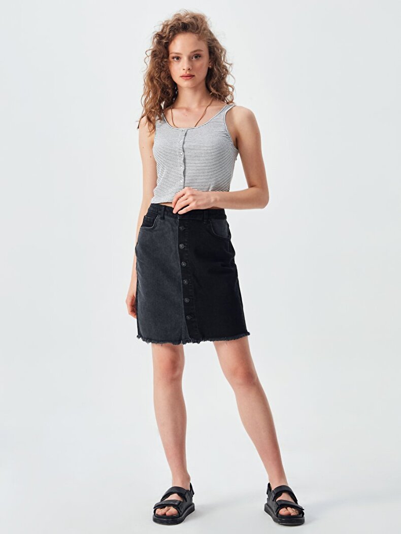 Striped Print U-neck Unterhemd