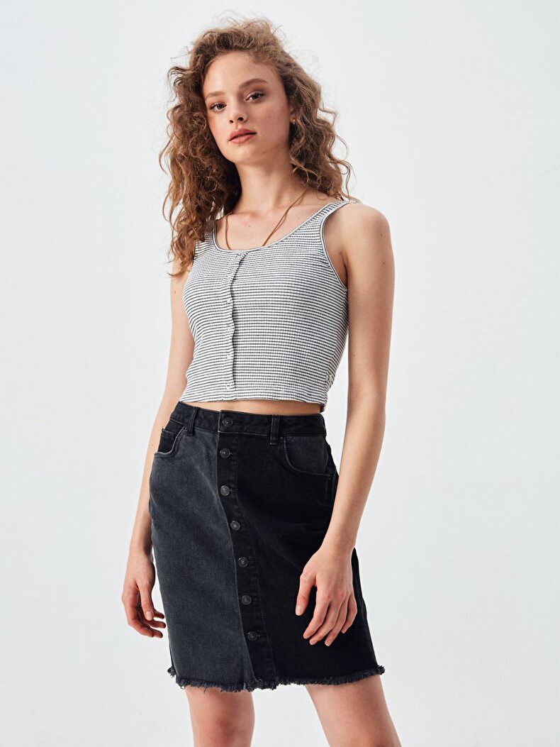 Striped Print U-neck Unterhemd