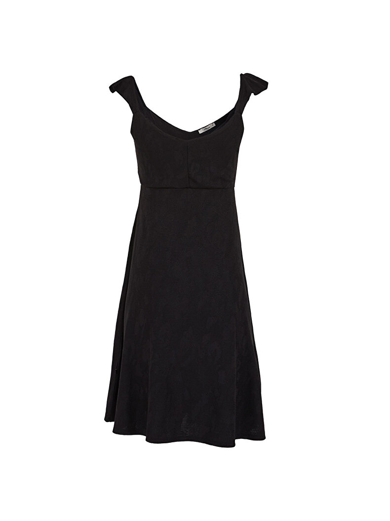 With Ruffles Detailed Spaghetti Strap Schwarz Klei̇d
