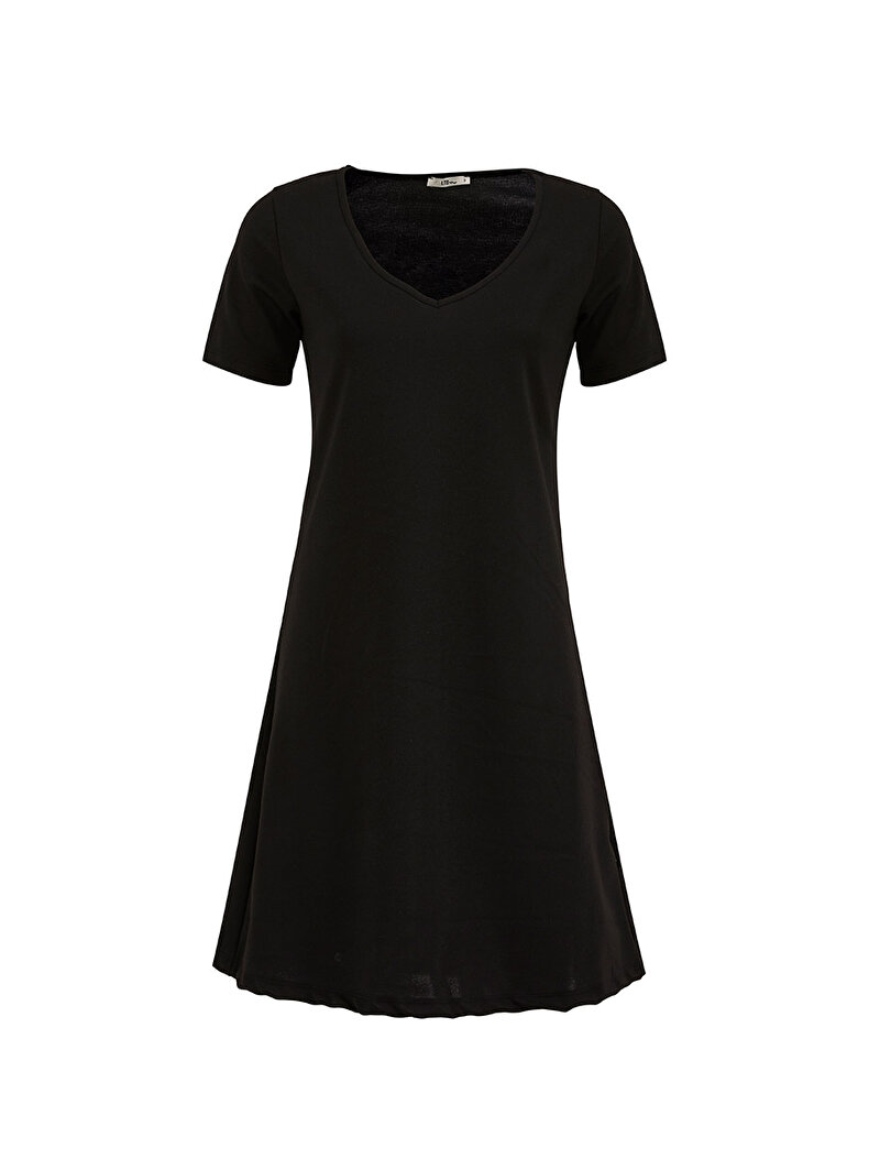 Short Sleeve V-neck Black | Dress | WOMEN | null | Webshop FR