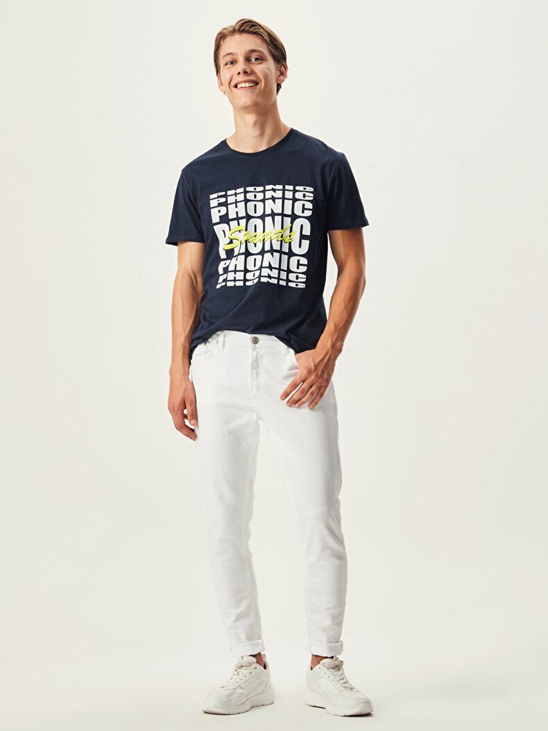 Donkerblauw T-shi̇rt