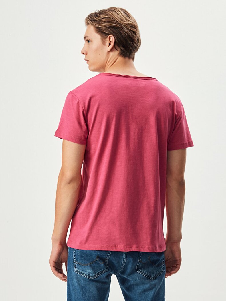 V-neck With Pockets Pink T-shirt