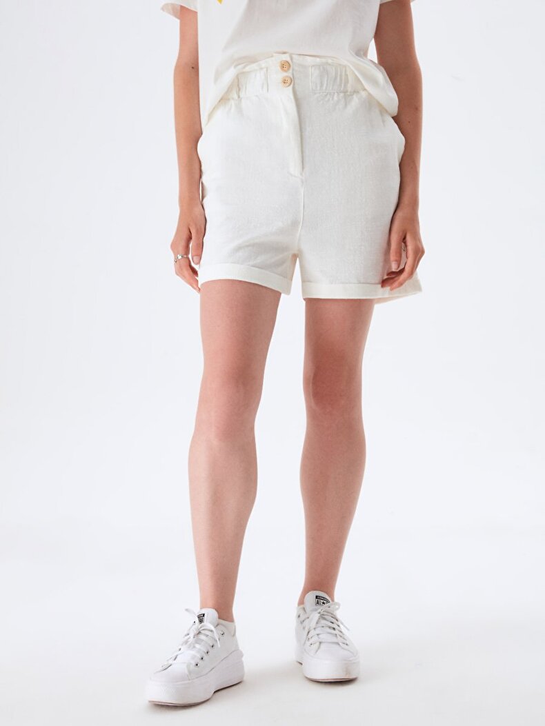 High Waist White Shorts