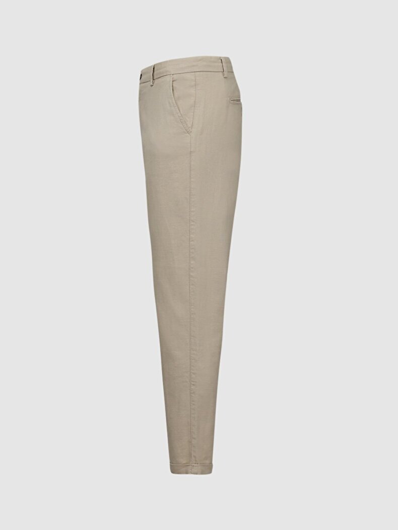 Linen Look With Pockets Beige Trousers