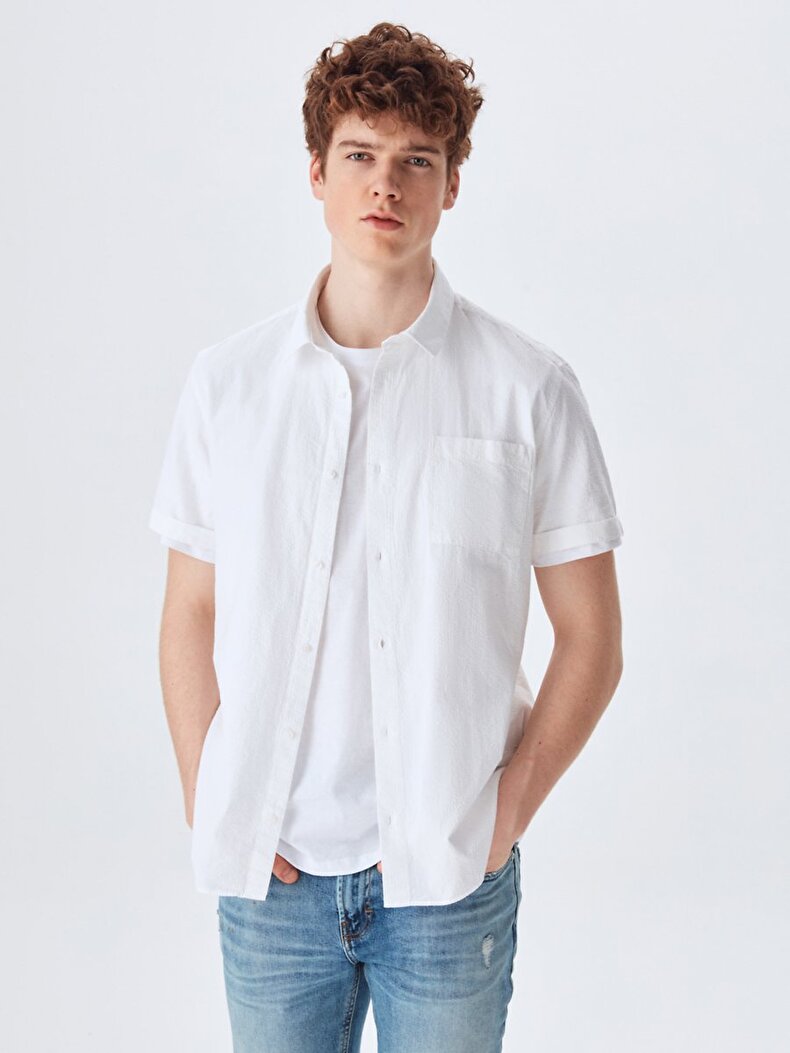 Short Sleeve With Pockets White Shirt