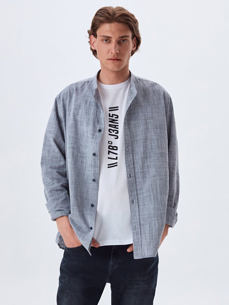 Mao Collar Long Sleeve