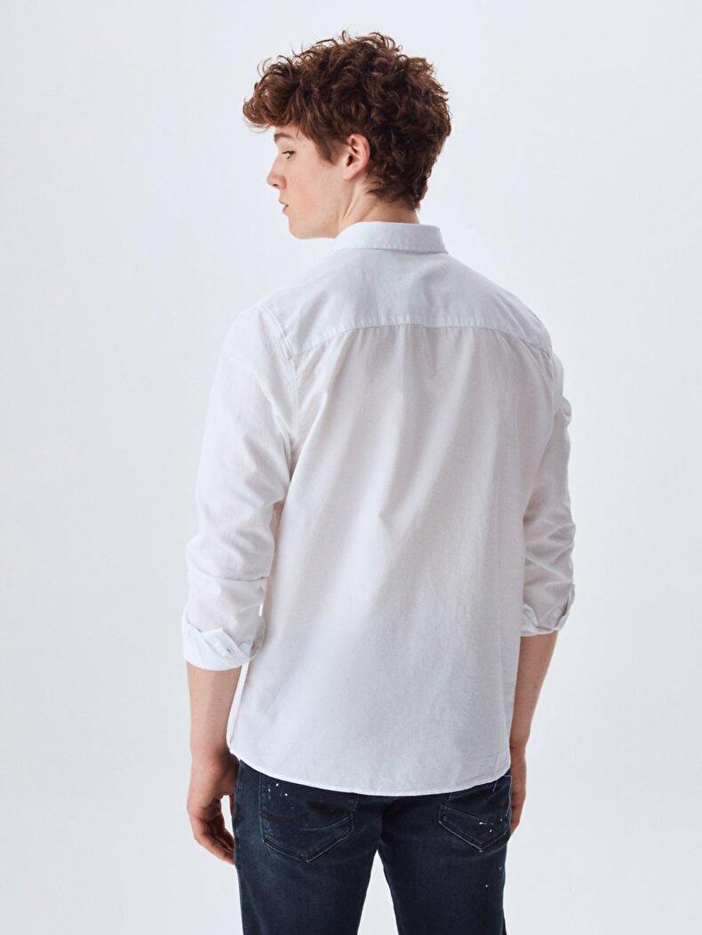 Classic Collar Long Sleeve White Shirt