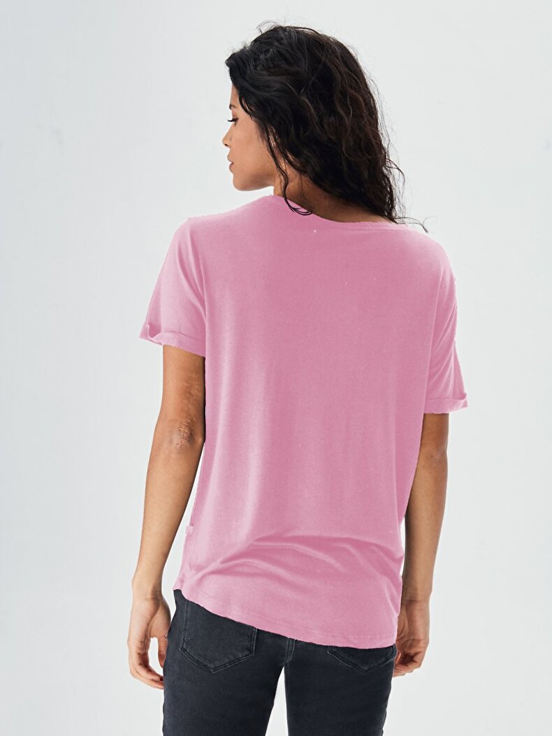 Round Collar Pink T-shirt