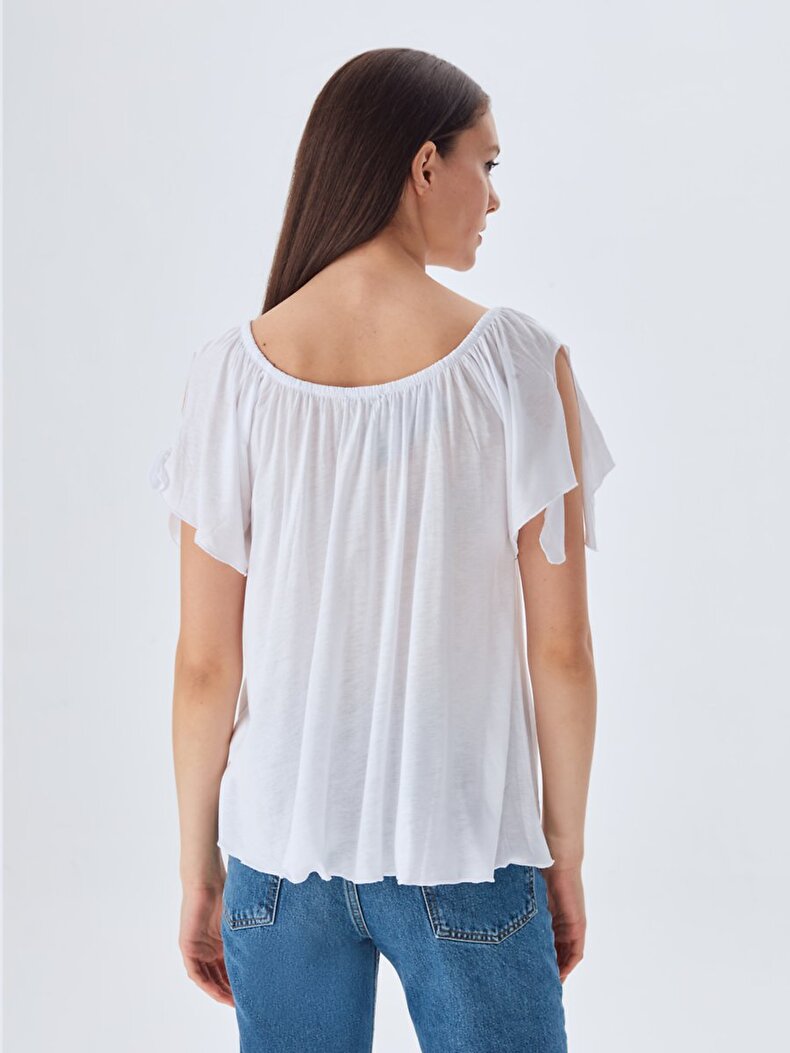 Off-shoulder White T-shirt