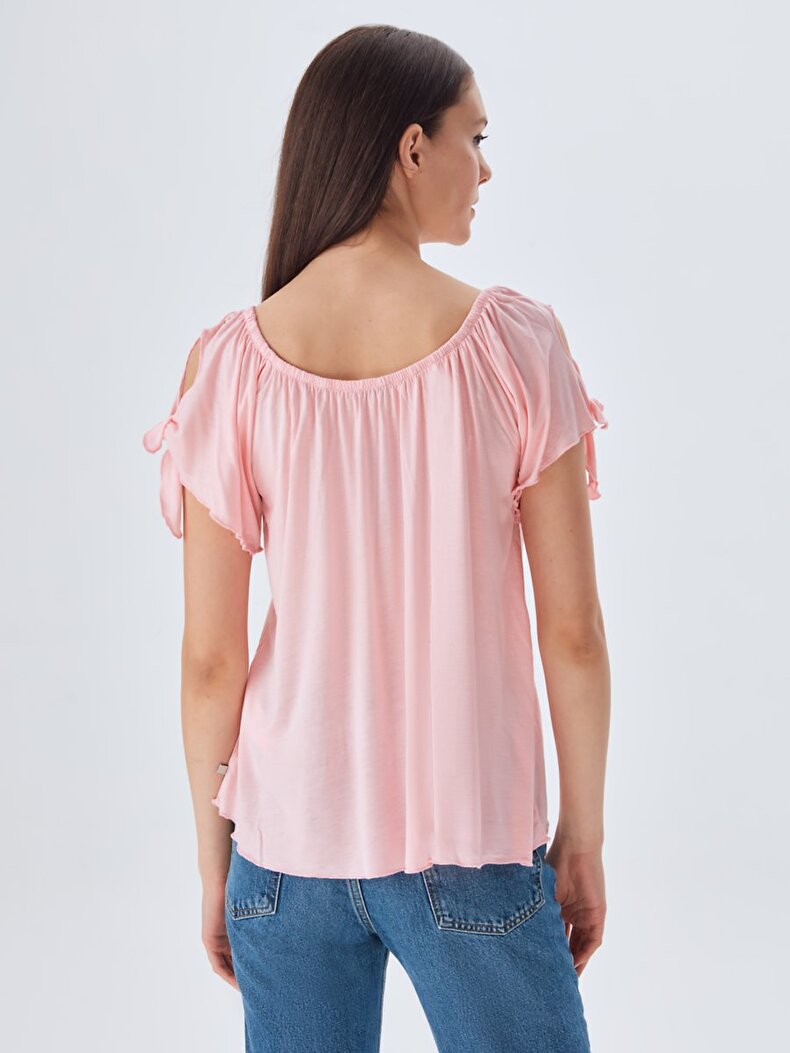 Off-shoulder Pink T-shirt