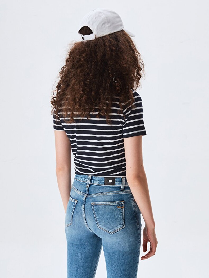 Donkerblauw T-shi̇rt
