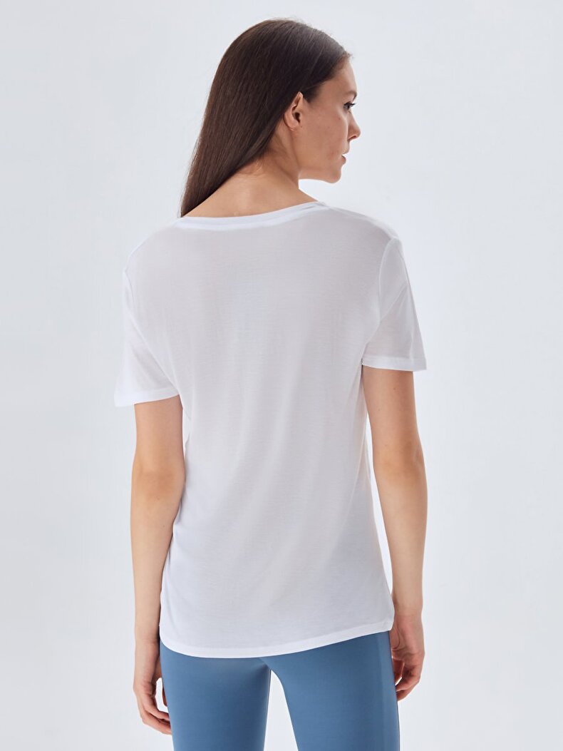 Short Sleeve Wide Collar White T-shirt