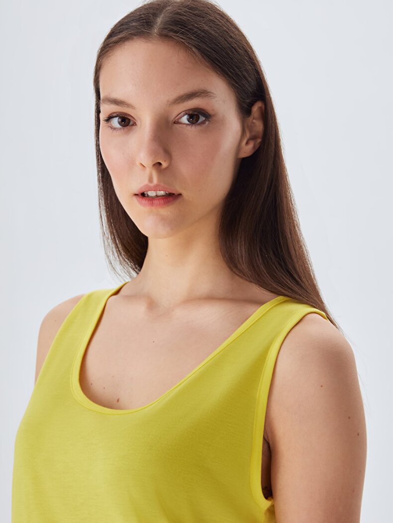 Round Collar Sleeveless Gelb Unterhemd