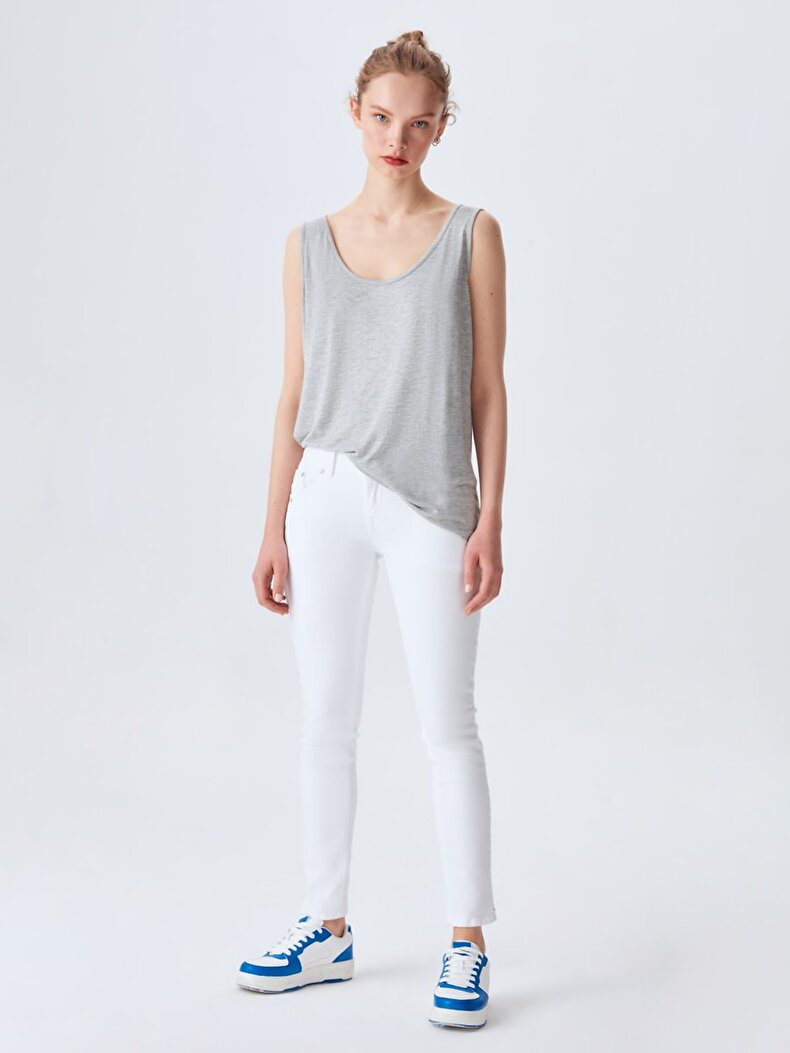 Round Collar Sleeveless Grau Unterhemd