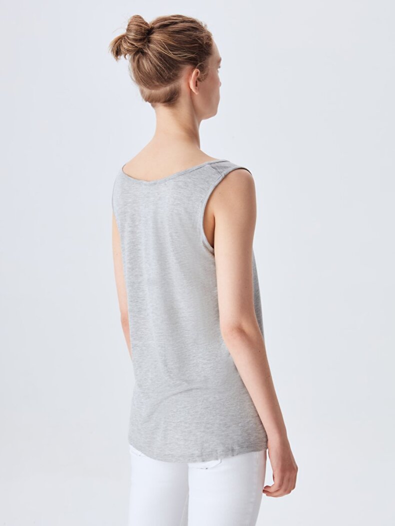 Round Collar Sleeveless Grau Unterhemd
